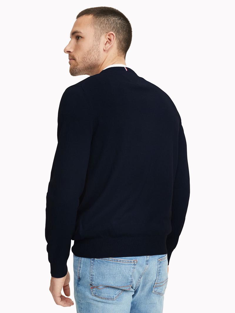 Férfi Tommy Hilfiger Essential crewneck Pulóverek Kék | HU 945RVD